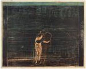 Zum Walde. - Im Wald, Mann Und Weib by Edvard Munch