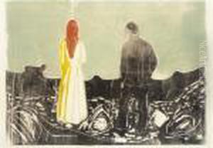 Two Human Beings. The Lonely Ones (w. 157, Sch.133) by Edvard Munch