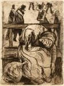 Gammel Kvinne Pa Benk by Edvard Munch