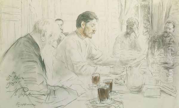 Maxim Gorky (1868-1936) Reading his Poem, 'Children of Sun', 1905 - view 1