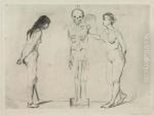Die Frauen Und Das Gerippe by Edvard Munch