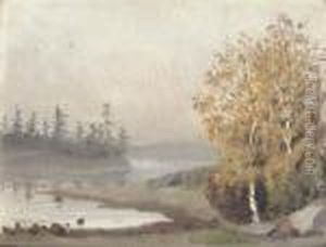 Early Morning River Landscape by Edvard Munch