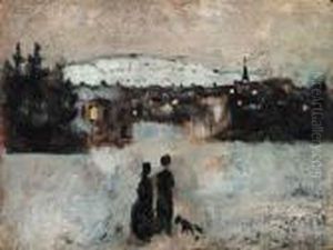 Vinterlandskap I Skymning by Edvard Munch