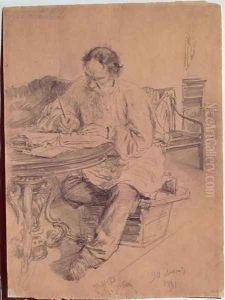 Lev Nikolaevich Tolstoy (1828-1910) at Work, 1891