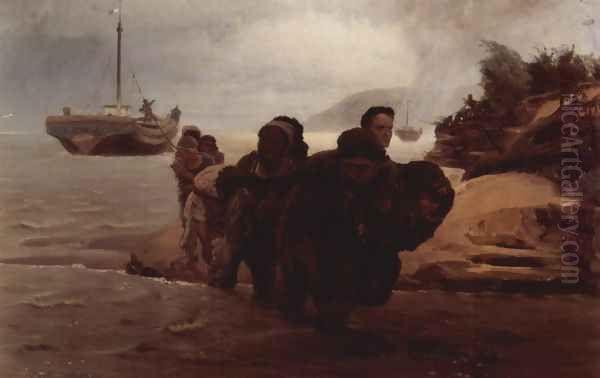 Barge Haulers wading - view 1