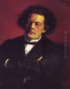 Portrait of the pianist, conductor, and composer, Anton Grigorievich Rubinstein by Repin Iliya