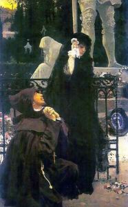 Stone Guest. Don Juan and Donna Anna. Oil on canvas by Repin Iliya