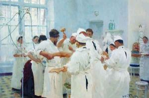 The Surgeon Evgueni Vasilievich Pavlov in the Operating Theater by Repin Iliya