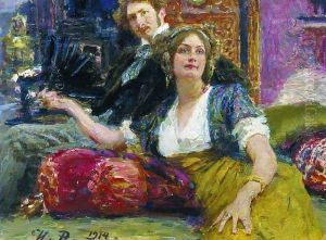 Portrait of poet, prose writer, translator and dramatist Sergei Mitrofanovich Gorodetsky with his wife