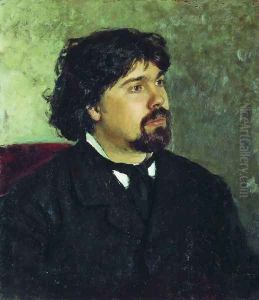 Portrait of the painter Vasily Ivanovich Surikov by Repin Iliya