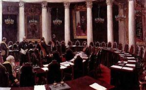 In the State Council Hall (Sketch for the picture Formal Session of the State Council) by Repin Iliya