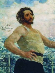 Portrait of writer Leonid Nikolayevich Andreyev on a yacht