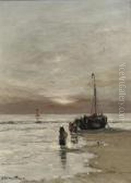 Fisher Women On The Beach At Sunset - view 1