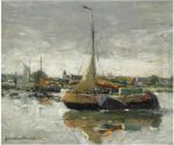 Fishing Boats In The Harbour Near Hengst, Belgium - view 1