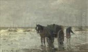Shell Fisher On The Beach by Gerhard Arij Ludwig Morgenstje Munthe