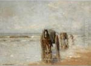 A Shell Fisher In The Breakers by Gerhard Arij Ludwig Morgenstje Munthe