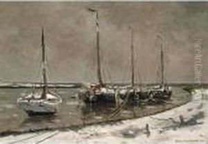Snow Covered Boats In The Harbour Of Katwijk Snow Covered Boats In The Harbour Of Katwijk