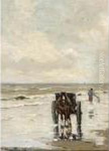 Shellfisher On The Beach by Gerhard Arij Ludwig Morgenstje Munthe