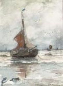 Bomschuit Anchored In The Surf, Katwijk