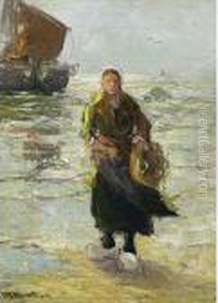A Fisher Woman On The Beach - view 1