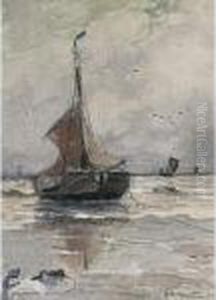 A Bomschuit On The Beach by Gerhard Arij Ludwig Morgenstje Munthe