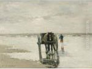 A Shellfisher On The Beach by Gerhard Arij Ludwig Morgenstje Munthe