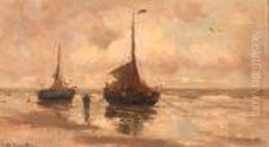 Bomschuiten On The Beach by Gerhard Arij Ludwig Morgenstje Munthe