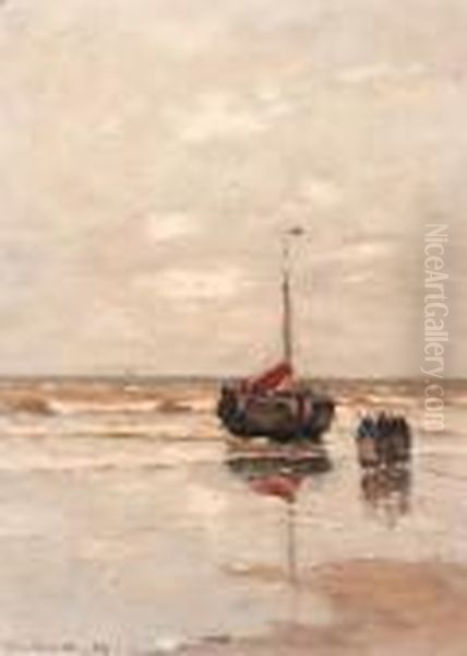Women By A Bomschuit On The Beach - view 1