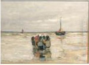 Fisherwomen Waiting For The Arrival Of The Fleet by Gerhard Arij Ludwig Morgenstje Munthe
