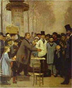 A Newspaper Seller In Paris 1873