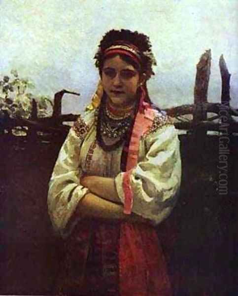 Ukranian Girl By A Fence 1876 - view 1