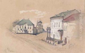 View of a Crossroads and Church in Tver' by Repin Iliya