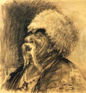 Portrait of a laughing Cossack by Repin Iliya