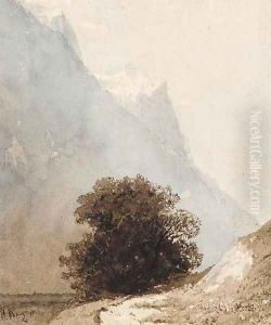 Leafy Bush in a mountainous Landscape by Repin Iliya