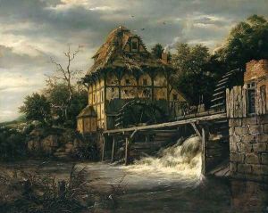 Two Undershot Water-Mills with Men Opening a Sluice 1650s by Jacob Van Ruisdael