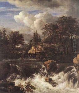 Waterfall in a Rocky Landscape 1660s by Jacob Van Ruisdael
