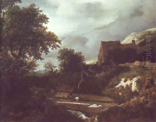 Bleaching ground in a hollow by a cottage - view 1