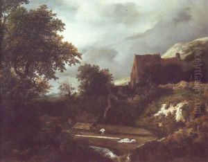 Bleaching ground in a hollow by a cottage by Jacob Van Ruisdael