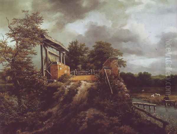 Brick bridge with a sluice - view 1
