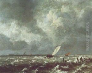 View of het lj on a stormy day by Jacob Van Ruisdael