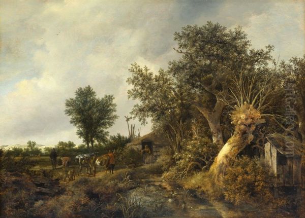 Landscape with a cottage and trees - view 1