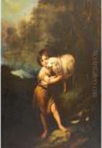 The Child John The Baptist Embracing A Lamb by Bartolome Esteban Murillo