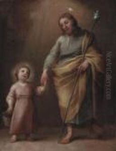 The Infant Christ Child With Saint Joseph by Bartolome Esteban Murillo