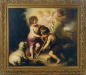 Infant Christ Offering A Drink Of Water To St. John Thebaptist by Bartolome Esteban Murillo