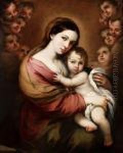 The Virgin And Child Surrounded By Cherubs by Bartolome Esteban Murillo