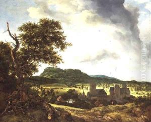 Landscape with a Village 1650 55 by Jacob Van Ruisdael