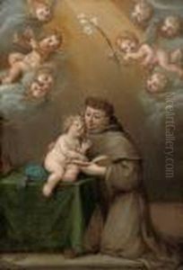 A Benedictine Monk With The Christ Child And Putti by Bartolome Esteban Murillo