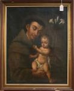 St Anthony Of Padua Holding The Infant Christ Child And A Lily Stem
