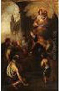 Ein Bischof Neigt Sich Den Armen Zu by Bartolome Esteban Murillo