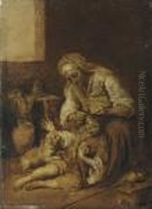 A Mother And Child In An Interior, En Brunaille by Bartolome Esteban Murillo